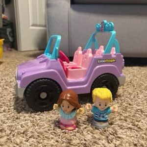 Fisher Price. Little People. Barbie Car Beach Cruiser & 2 figures. Purple/pink